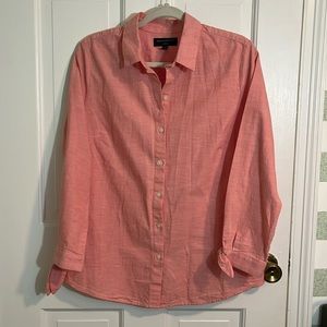 NWOT Banana Republic Factory Pink Melon Tie Cuff Button Down Size M